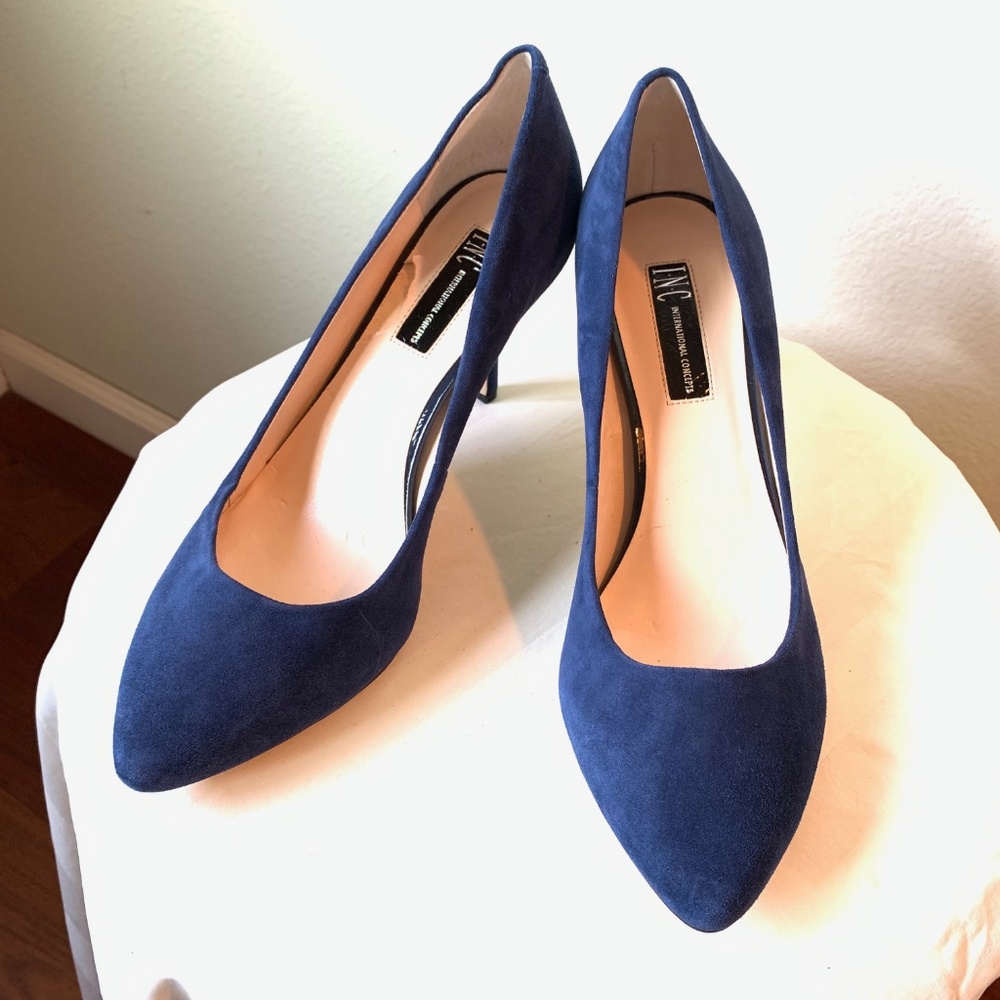 INC Blue Suede Heels 9.5